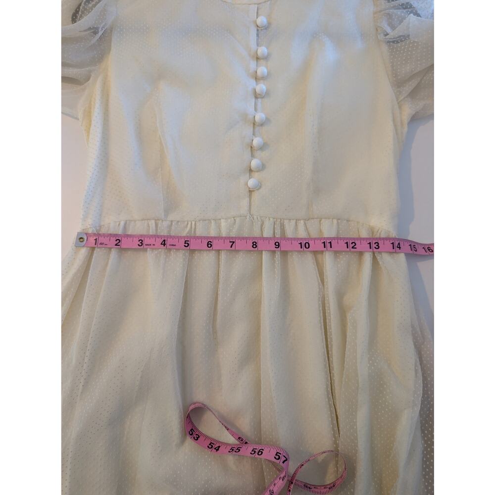 Vintage Maxi Dress Swiss Dot Sheer Boho Prairie Boho Coquette Fairy Cream Size S - Picture 12 of 12